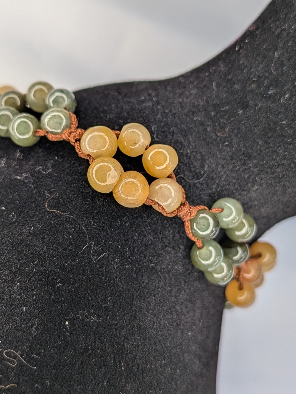 Genuine Gemstone Hand Woven Macramé Daisy Flower Bead Bracelet Jade Jasper Earth